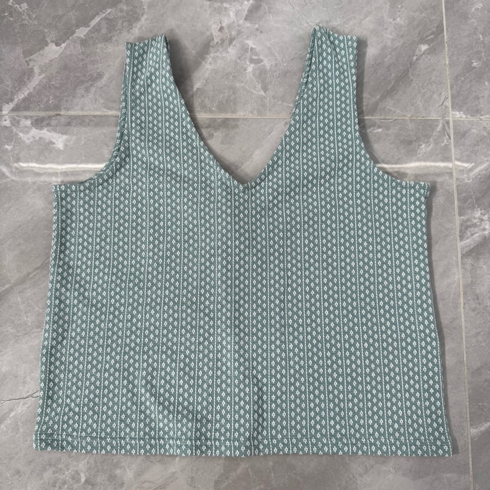 Women’s Madewell Jacquard Peekaboo Back Crop V-Neck Tank Top Size Small - Picture 3 of 16